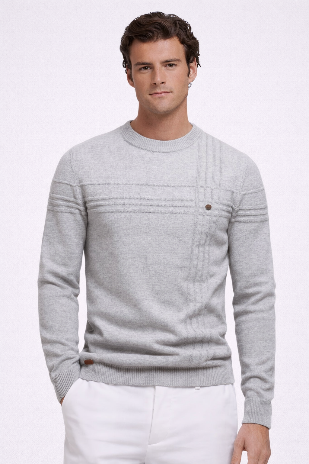 Elegante Jersey Con Diseño De Cuadros