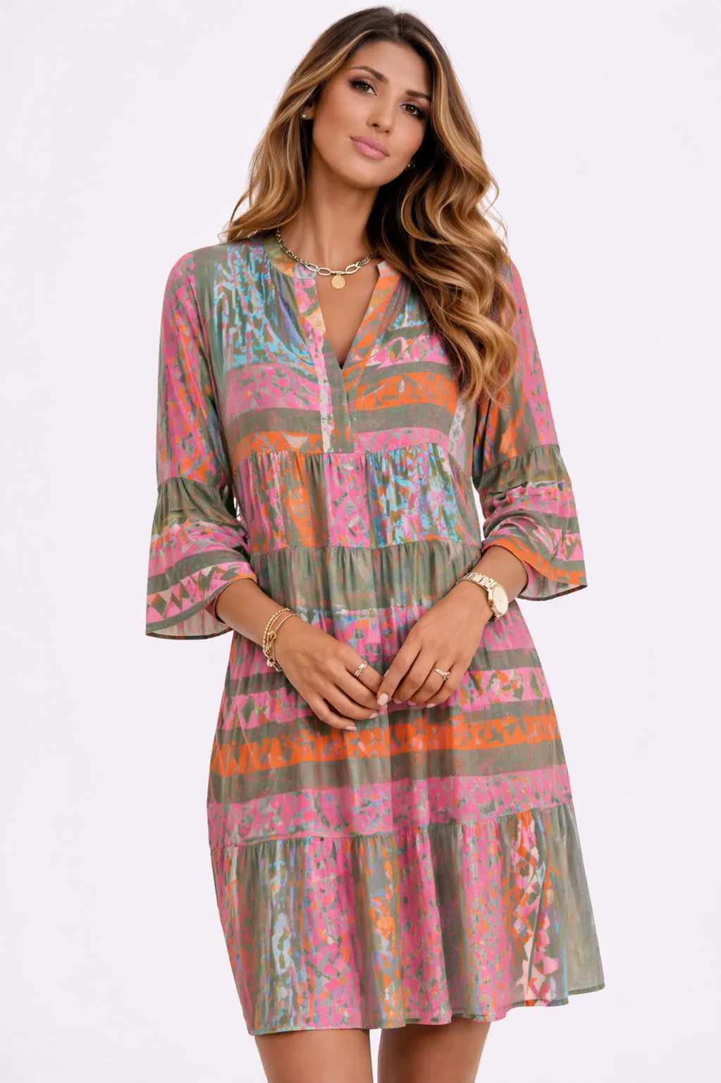 Vestido Cuello V de Lino