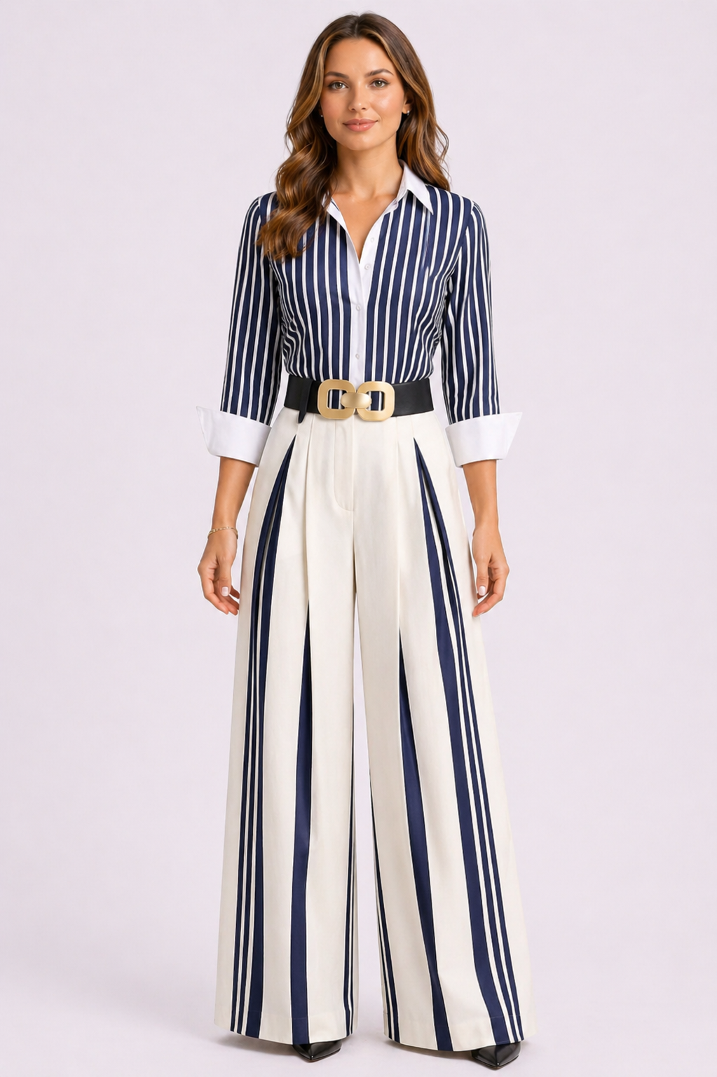 Conjunto Camiseta Rayas y Pantalón Amplio