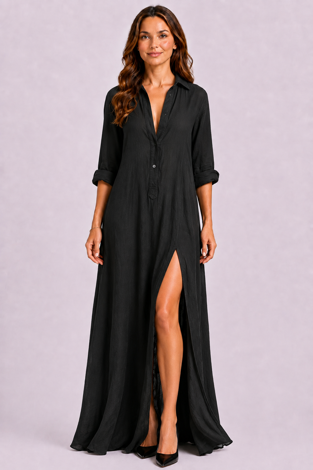 Robe Chemise Longue Fendue