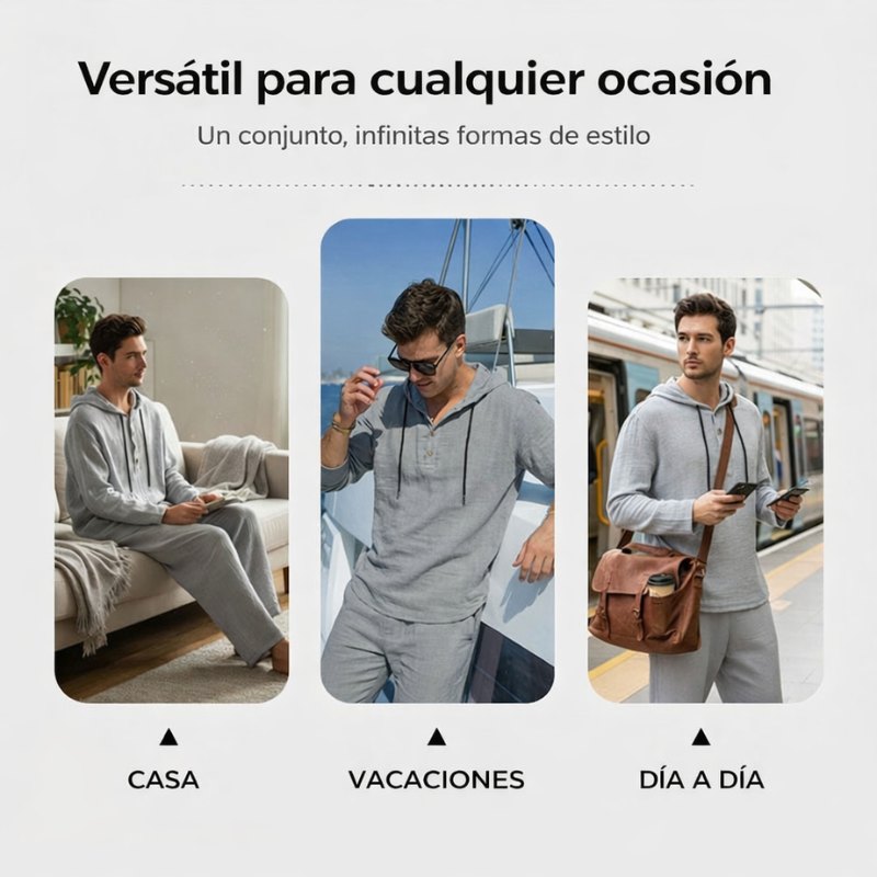 Conjunto Casual de Hombre con Capucha y Pantalón – 2 Piezas