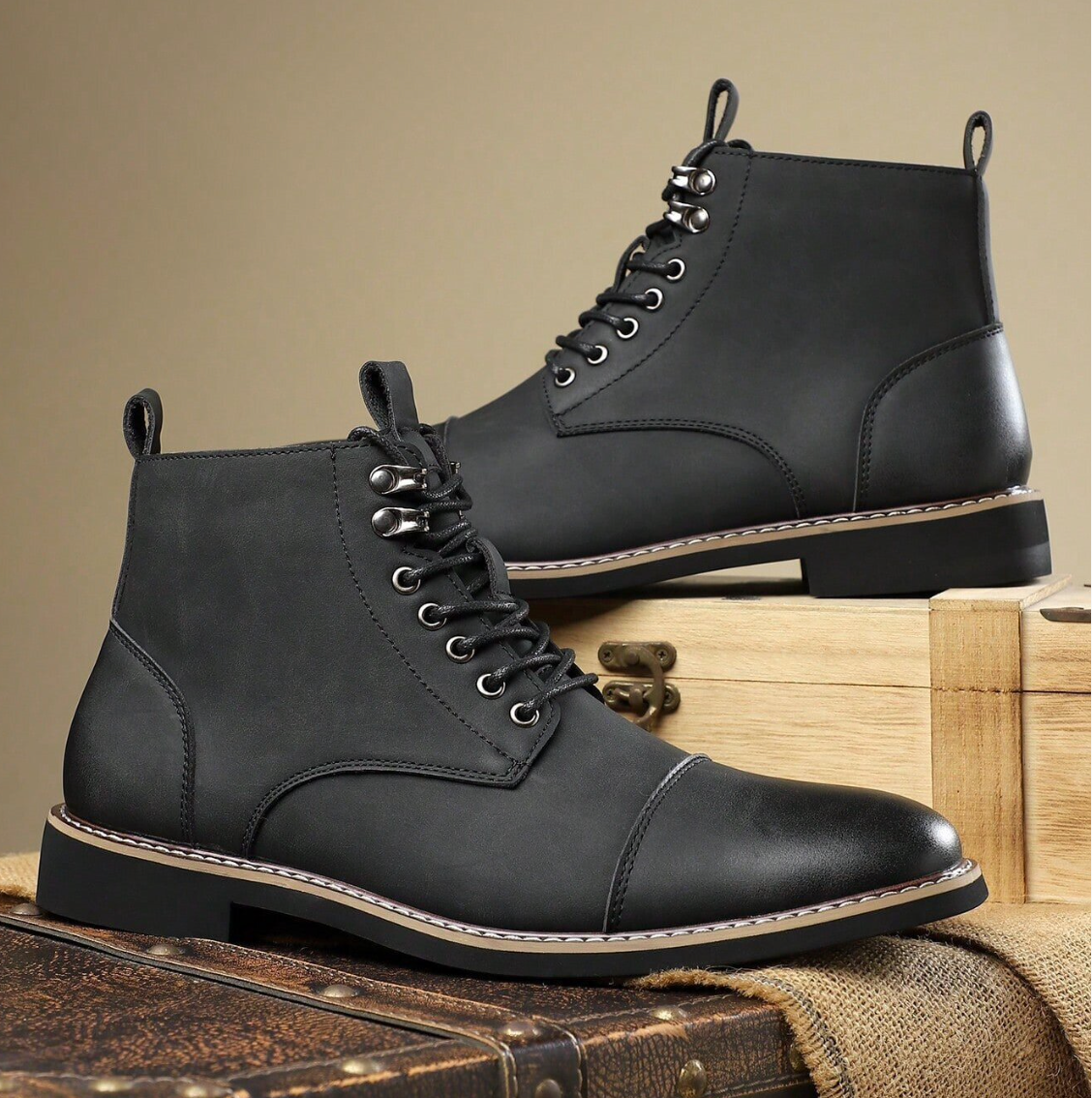 Bottines Lacées Bout Rapporté