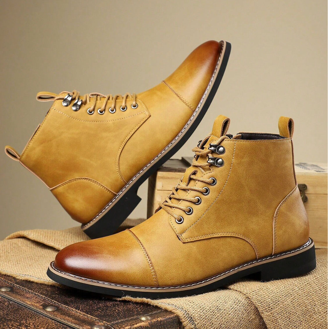 Bottines Lacées Bout Rapporté