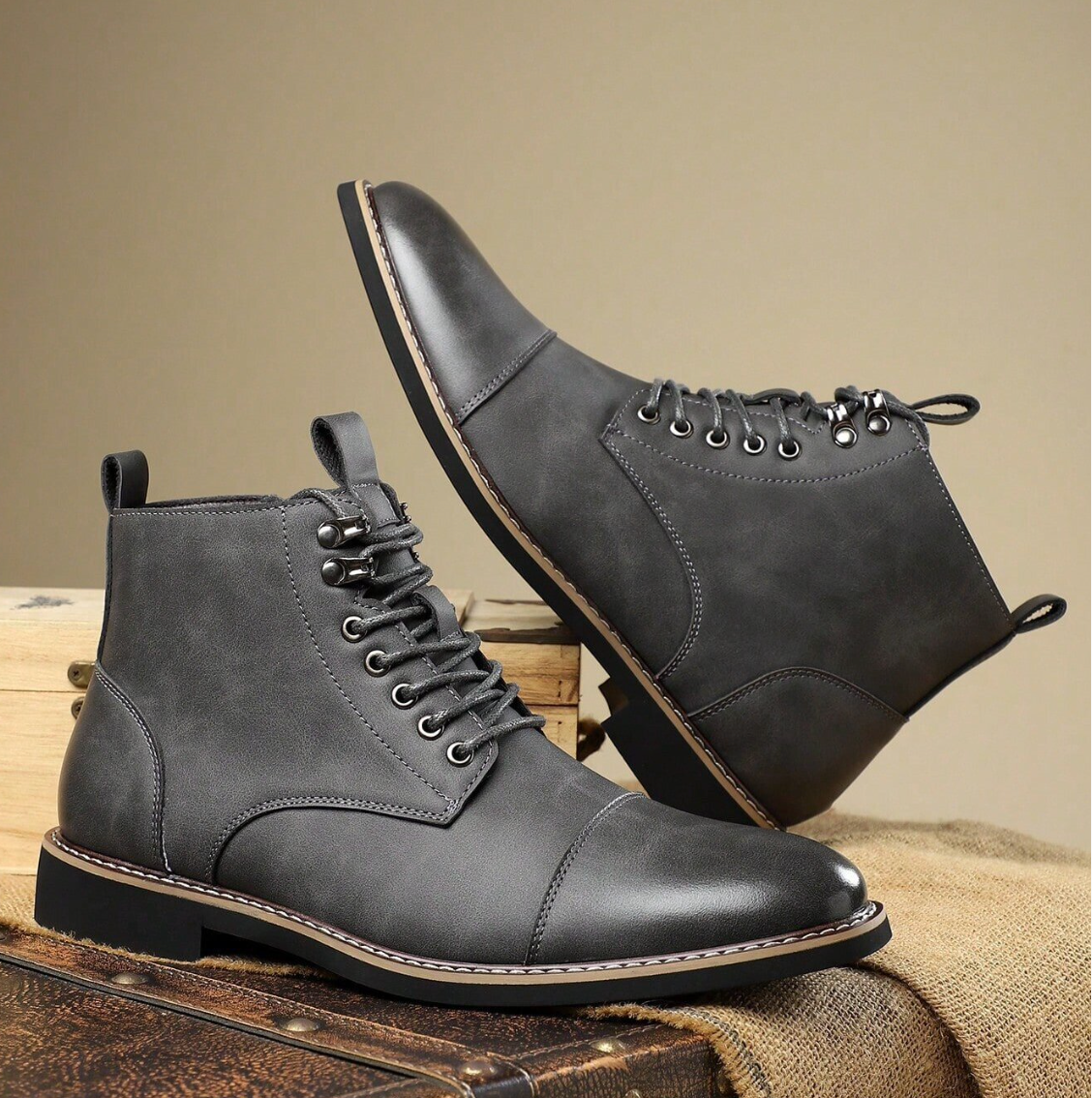 Bottines Lacées Bout Rapporté