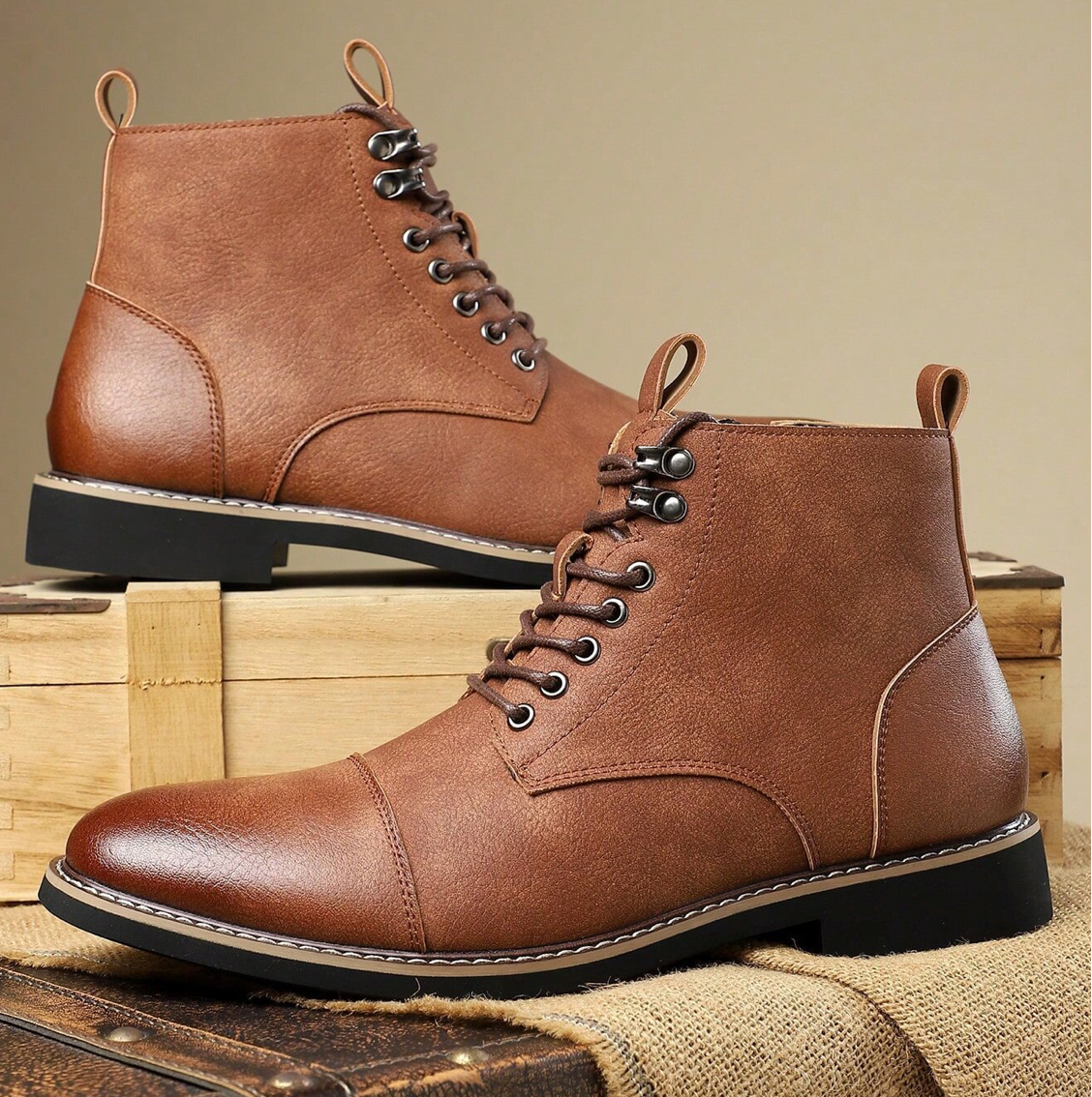 Bottines Lacées Bout Rapporté