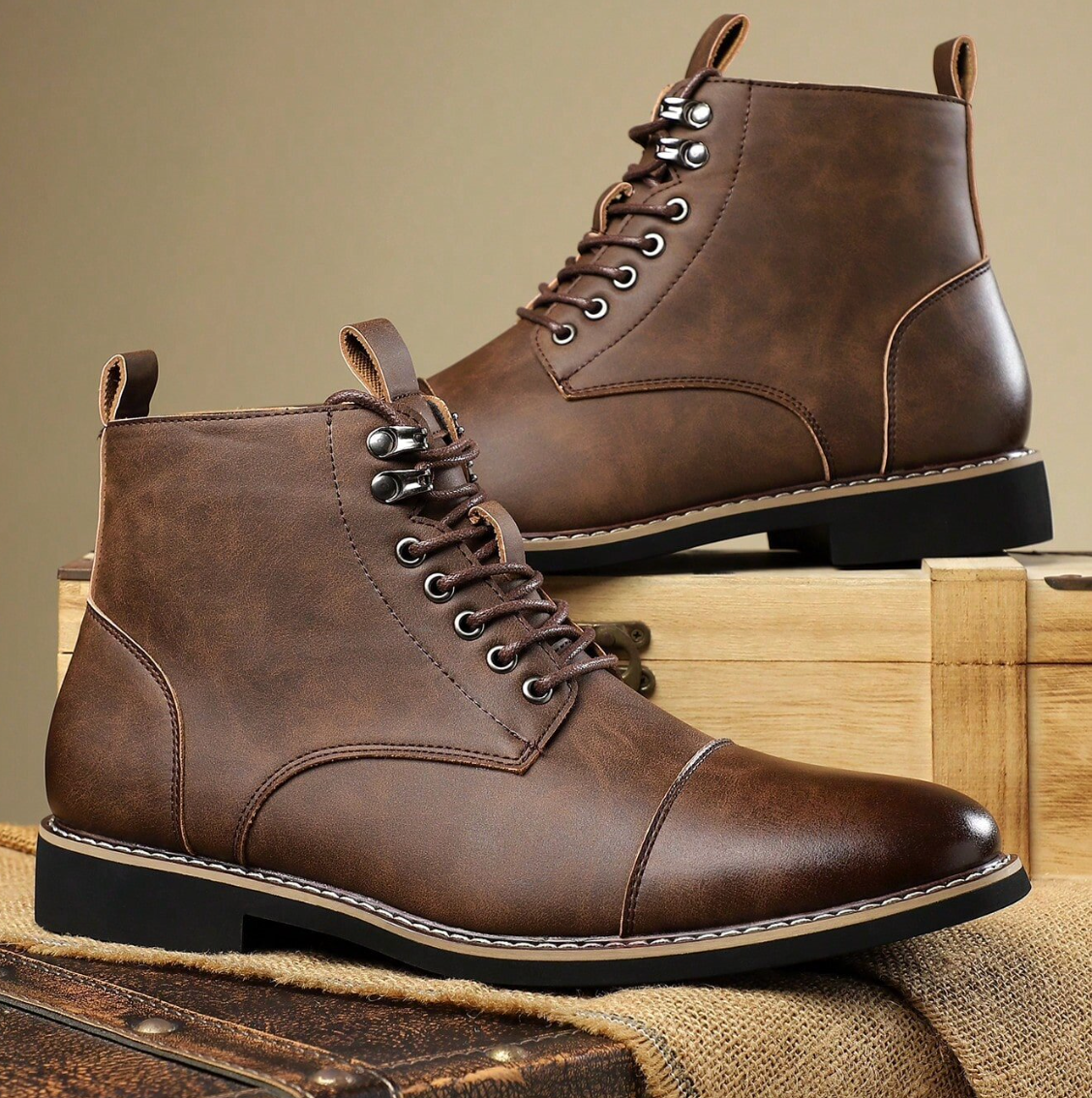 Bottines Lacées Bout Rapporté
