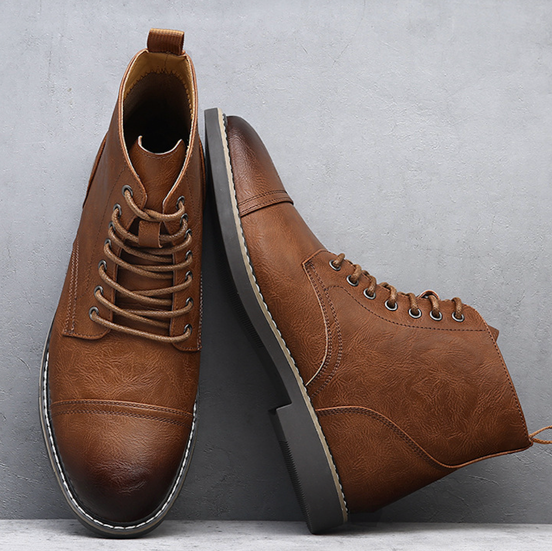 Bottines Lacées Bout Patinées