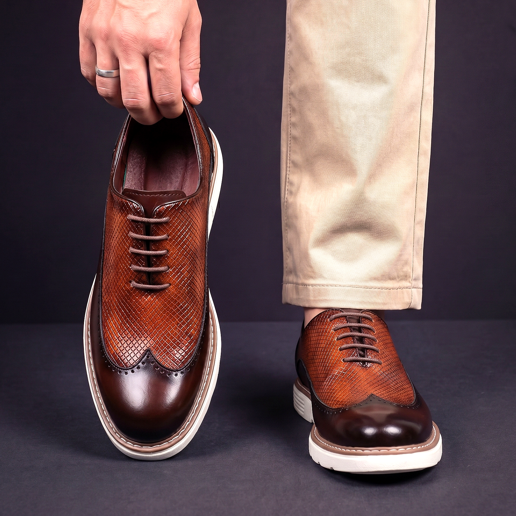 Baskets Brogue Effet Croco