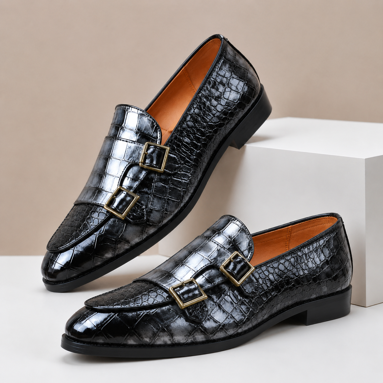 Mocassins Effet Croco Double Boucle