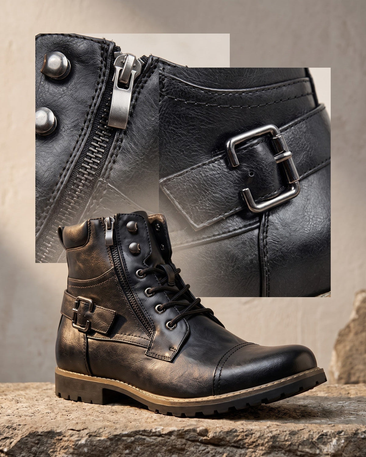 Bottines Lacées à Boucle