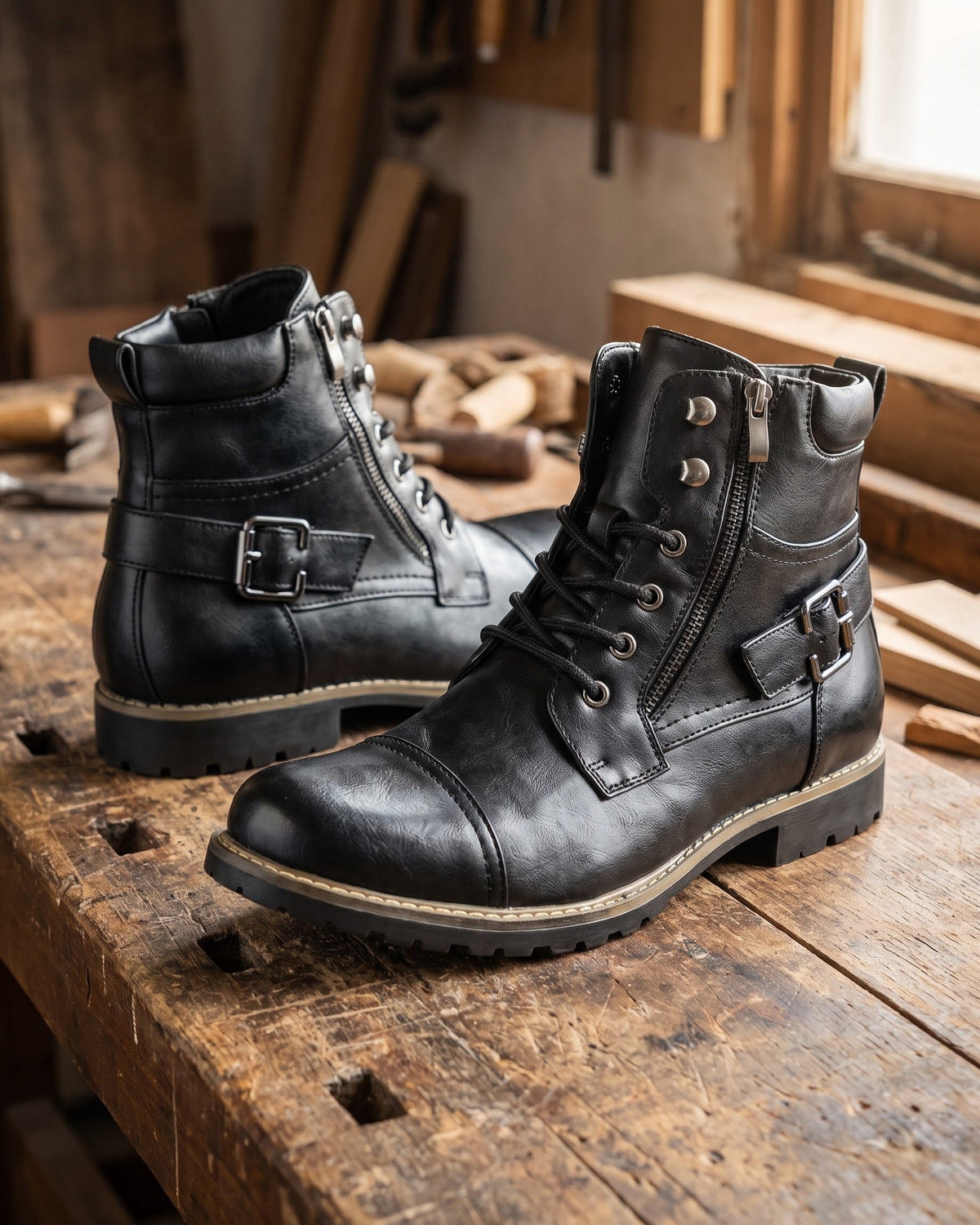 Bottines Lacées à Boucle
