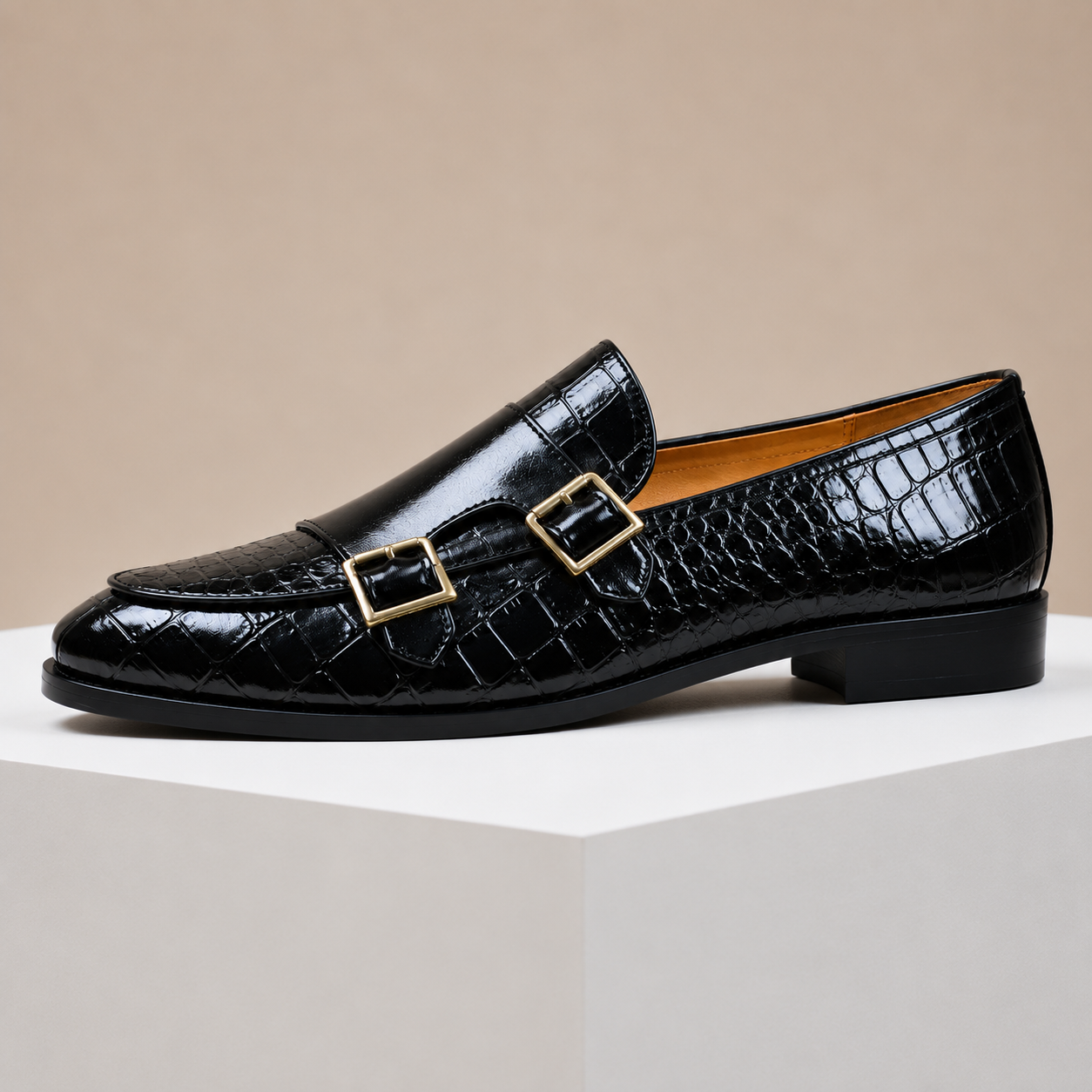 Mocassins Effet Croco Double Boucle