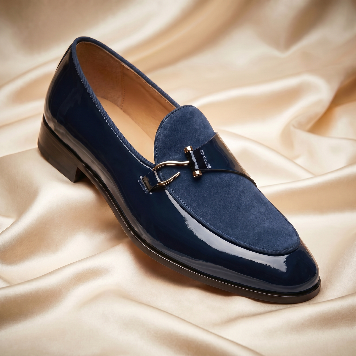 Mocassins Bi Matière Verni Daim