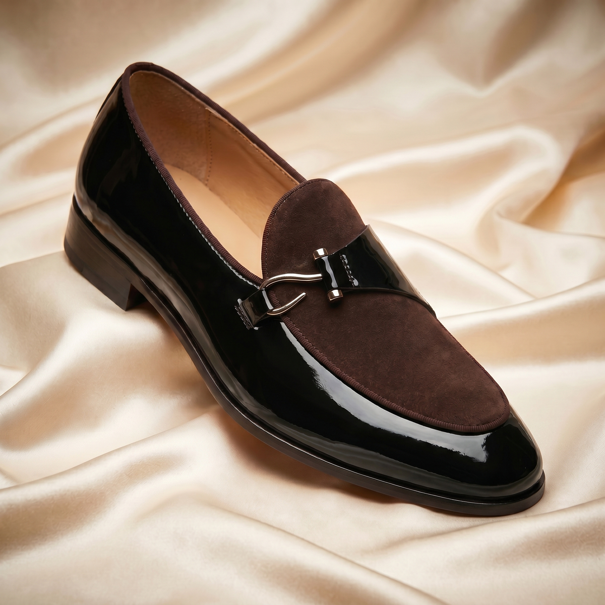 Mocassins Bi Matière Verni Daim