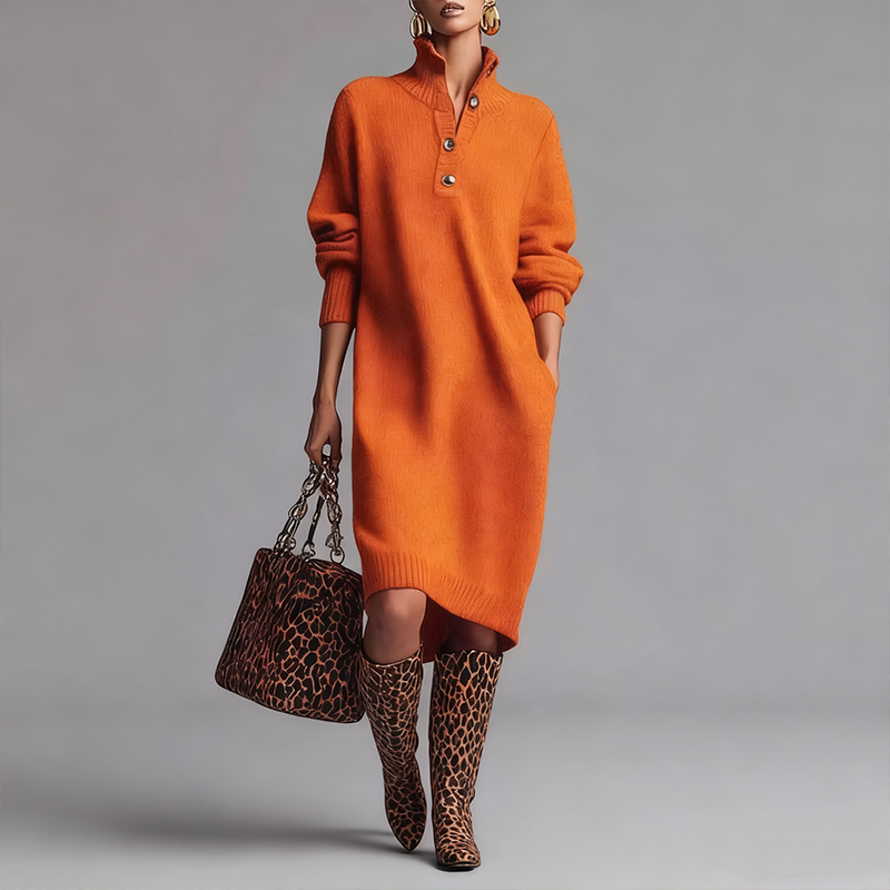 Vestido de Punto de Línea Clásica