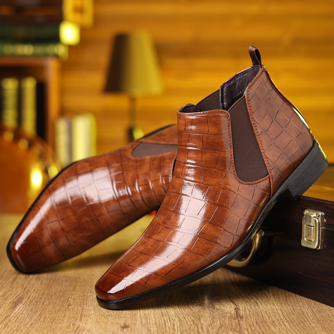 Bottines Chelsea Effet Croco Verni